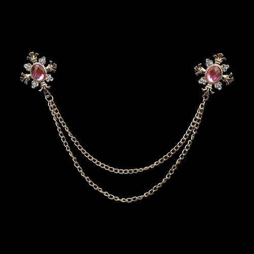 Fashion Gentleman Tassel Brooch For Men Suit Shirt Collar Crystal