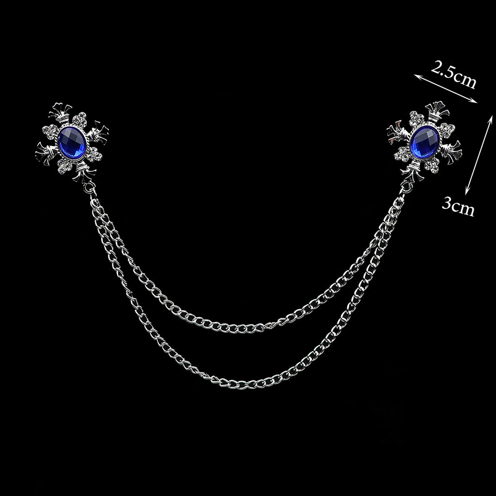 Fashion Gentleman Tassel Brooch For Men Suit Shirt Collar Crystal