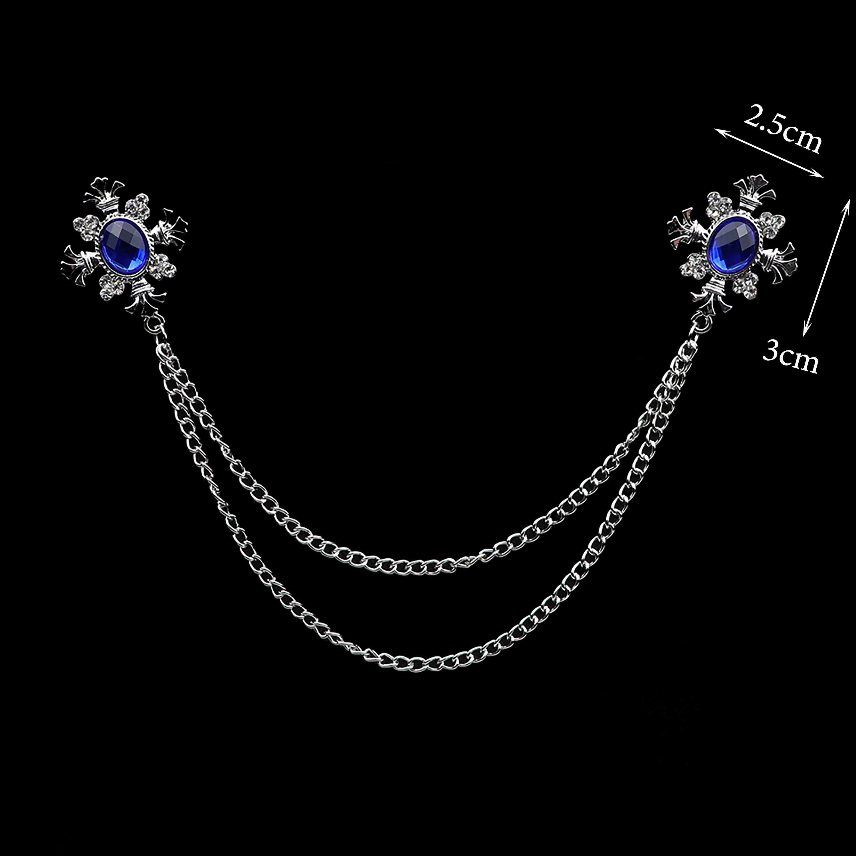 Fashion Gentleman Tassel Brooch For Men Suit Shirt Collar Crystal