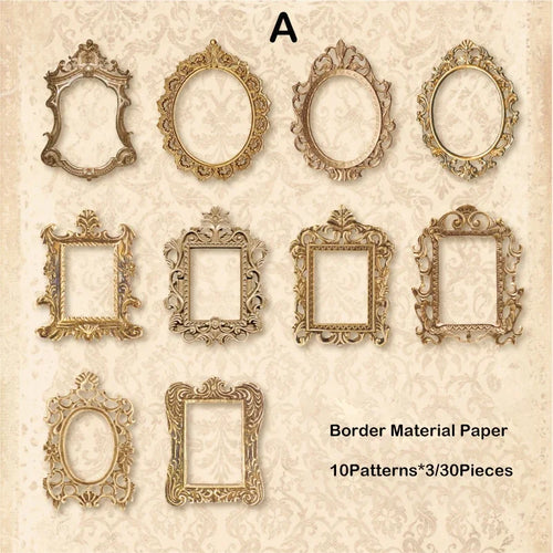 Journamm 30pcs/pack Vintage Cutout Frame Decor Paper Junk Journal DIY