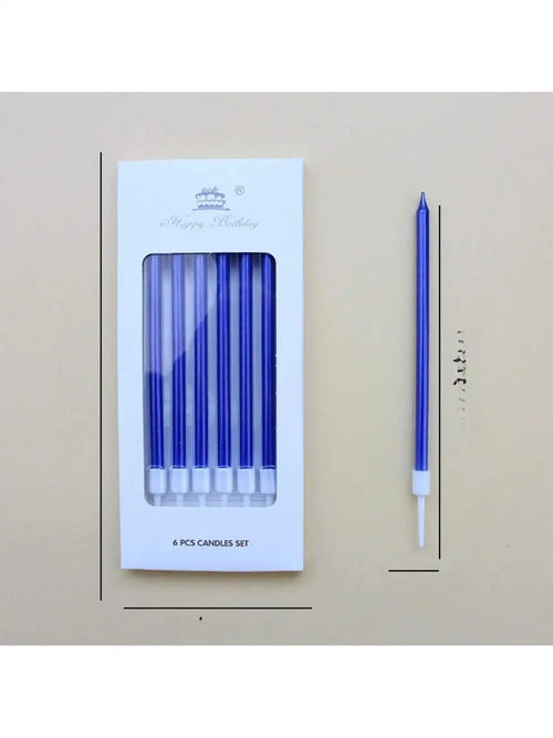 6 Pieces Metallic Candle Long Green Candle Birthday Candles with