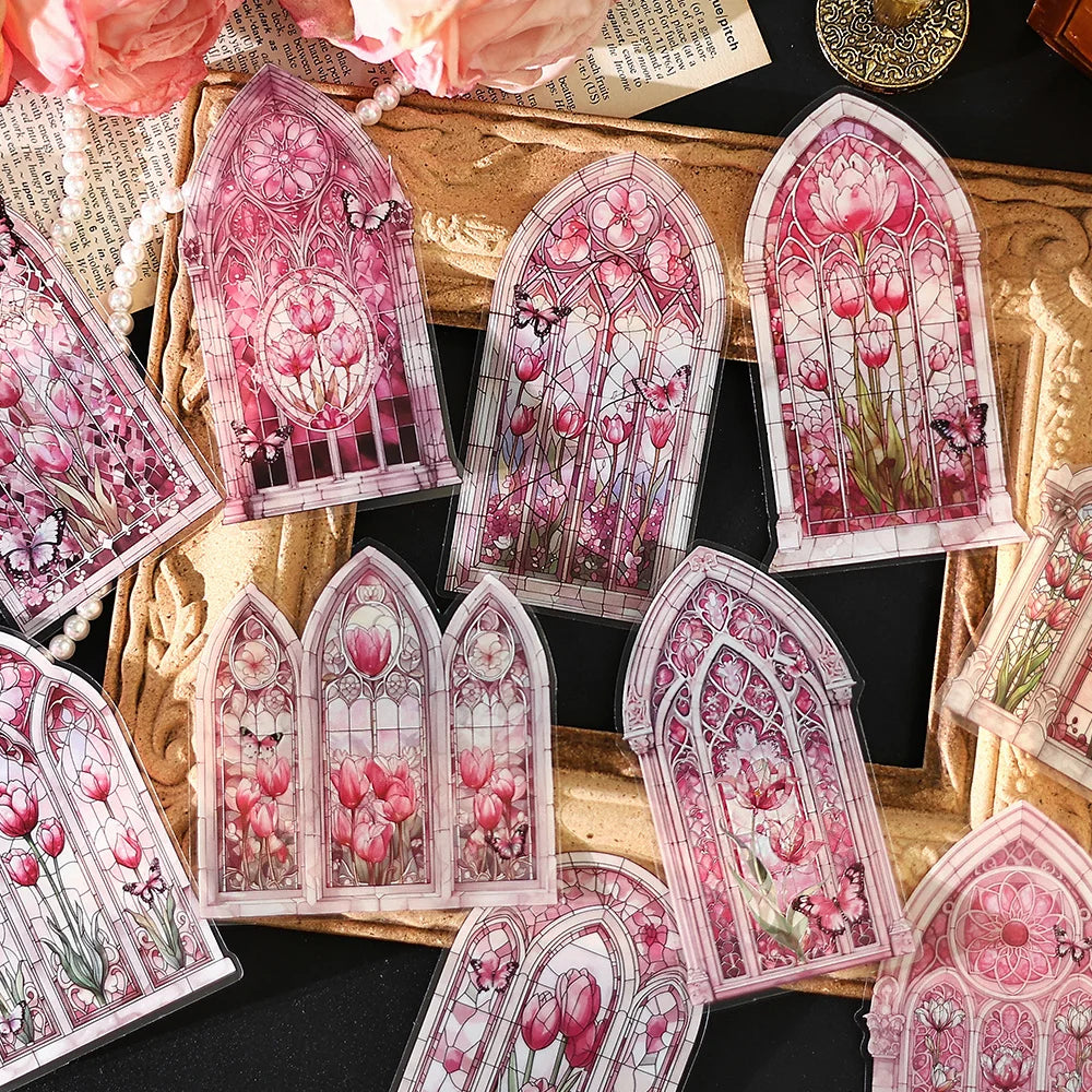 10 Pieces Flower Window Sticker Pet Materials for Collage Junk Journal DIY Craft Supplies