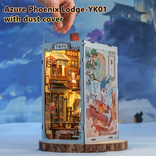 CUTEBEE Book Nook Kit DIY Doll House with LED Light Bookshelf Insert