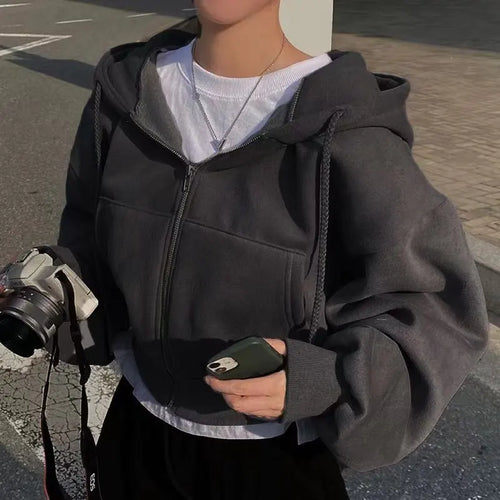 Fleece Lined Cropped Jacket For Spring And Autumn Versatile Slim Fit Outerwear Cozy Warmth