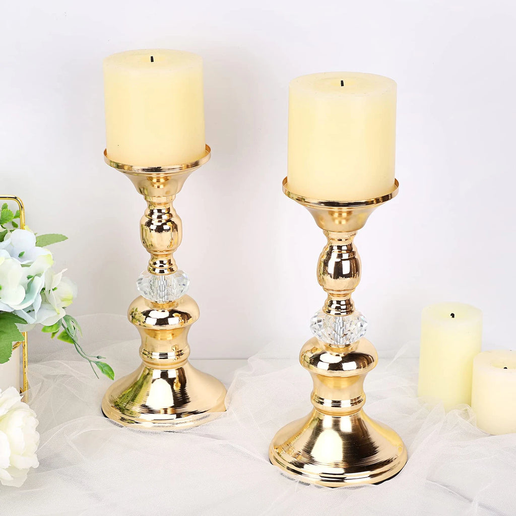 Gold Metal Pillar Candlestick Holders Vintage Pillar Candle Holders
