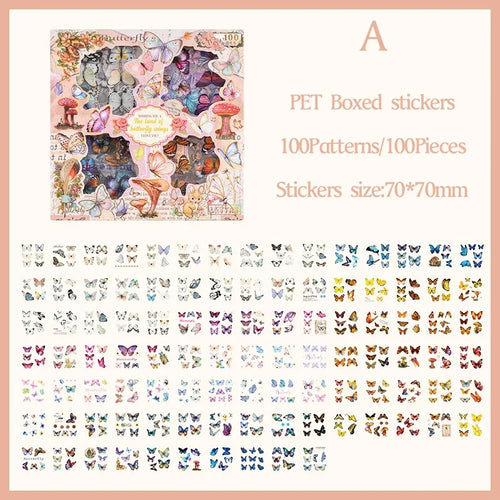 Journamm 100pcs/pack Vintage Decor Sticker Gift Box Set Waterproof PET