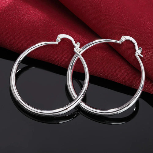 Top Quality 925 Sterling Silver Earrings Simple Round Circle Hoop