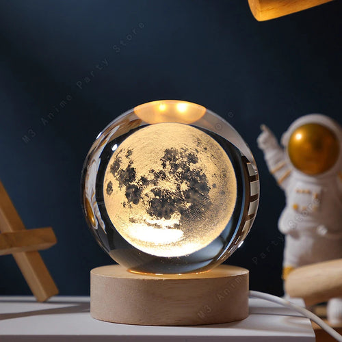 Unique 3D Crystal Ball Night Light Led Lamp Bedside Table Glowing