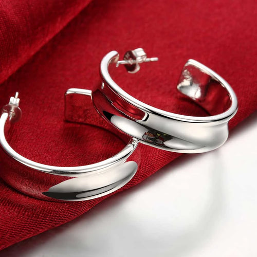 Top Quality 925 Sterling Silver Earrings Simple Round Circle Hoop