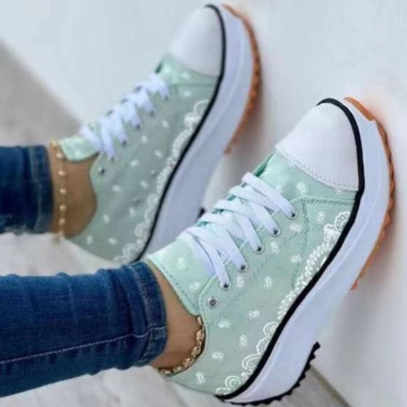 2022 Pattern Canvas Women Sneakers Casual Sport Shoes Comfortable Everyday Wear Lightweight Breathable