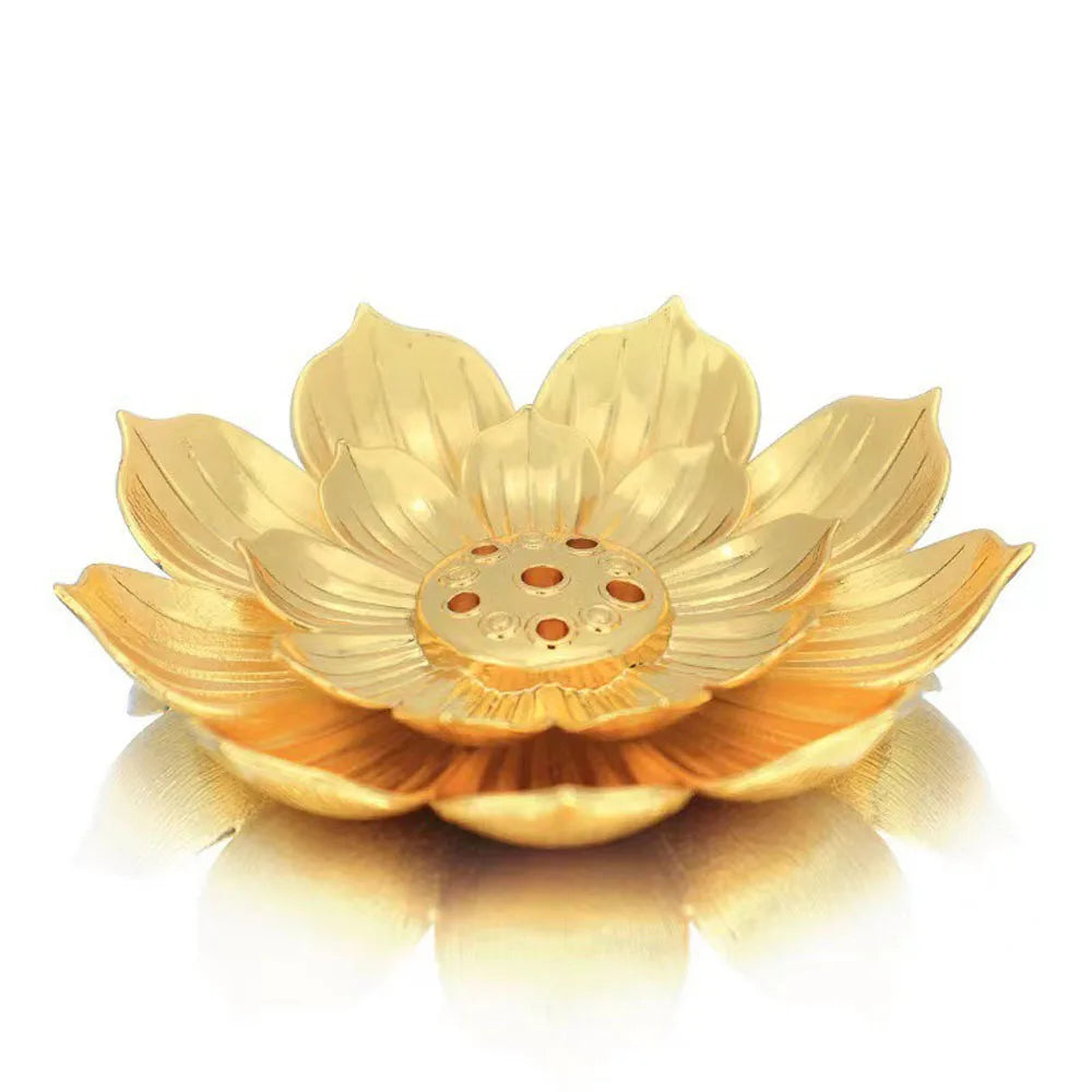 Gold Metal Lotus Incense Burner For Sticks Incense Holder One Piece Elegant Home Decor Gift