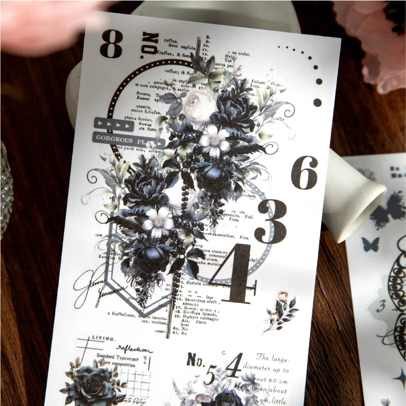 Journal GO 6pcs Flower Shadow Decorative Sticker Fresh Plant Flowers