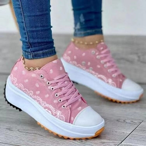 2022 Pattern Canvas Women Sneakers Casual Sport Shoes Comfortable Everyday Wear Lightweight Breathable