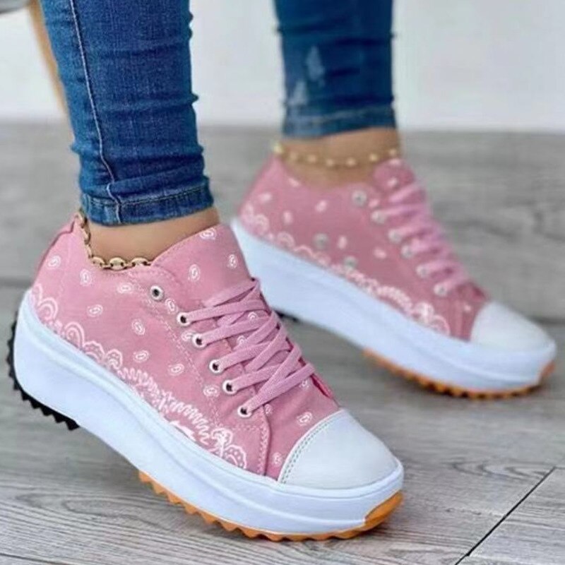 2022 Pattern Canvas Women Sneakers Casual Sport Shoes Comfortable Everyday Wear Lightweight Breathable