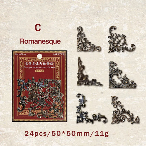 24 Piece Pack Vintage Corner Stickers Retro Hollowed Out Photo Frames For Photos And Crafts