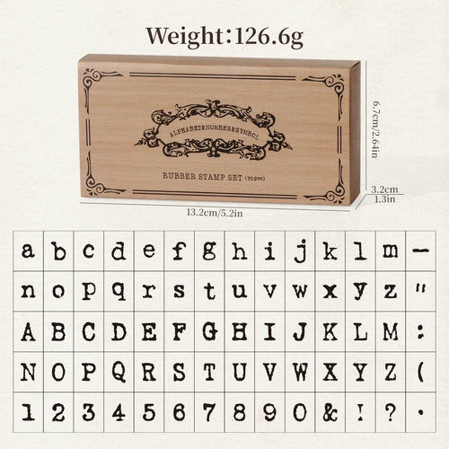 Journal GO 70pcs/set Wooden Rubber Alphabet Letter Number Stamp Set