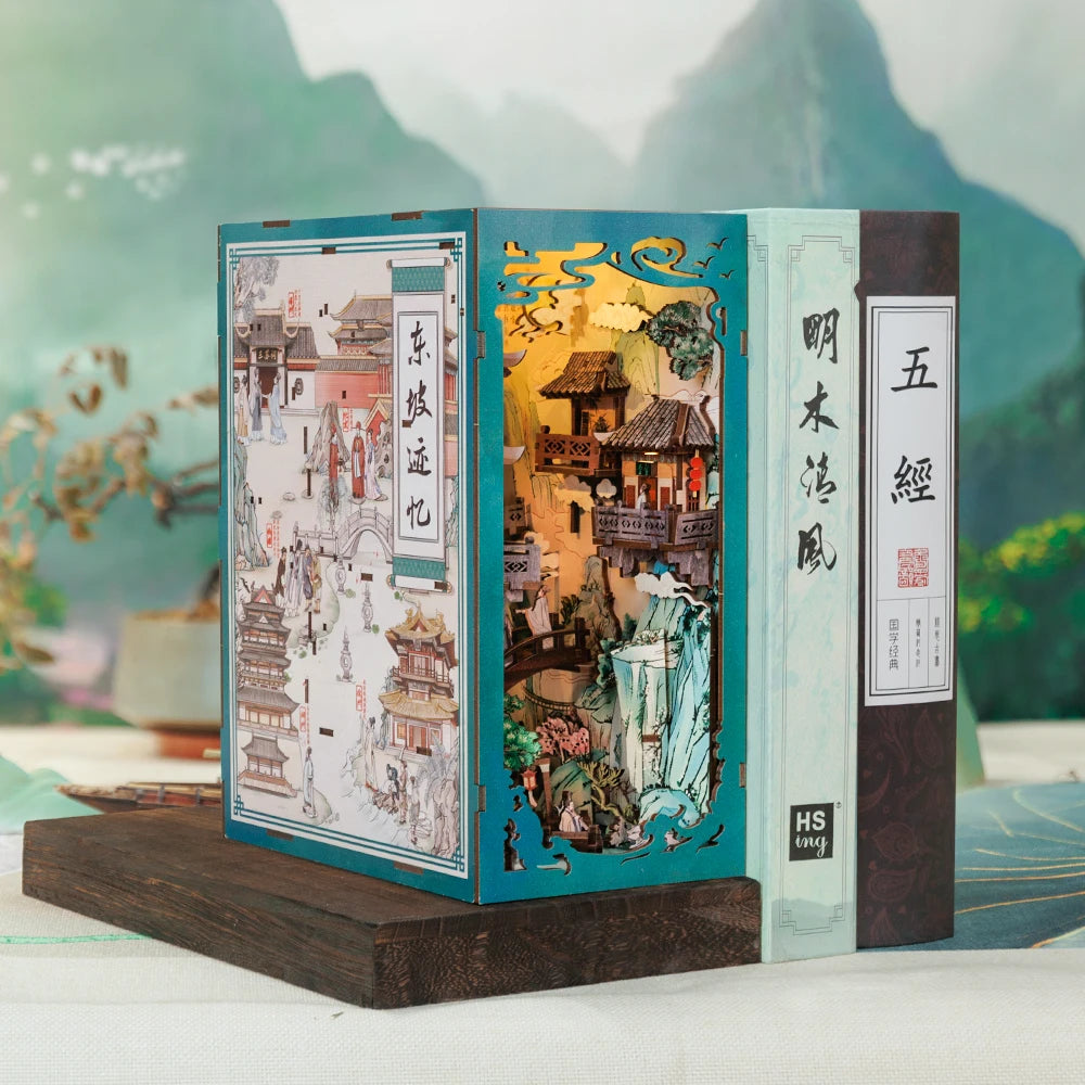 CUTEBEE Antiquity Book Nook Chinese Style Doll House Kit with Touch
