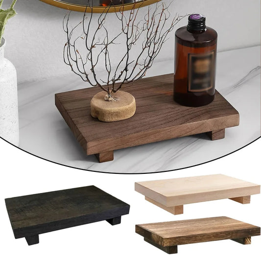 Retro Wooden Bathroom Tray Vanity Hands Soap Scented Candle Storage