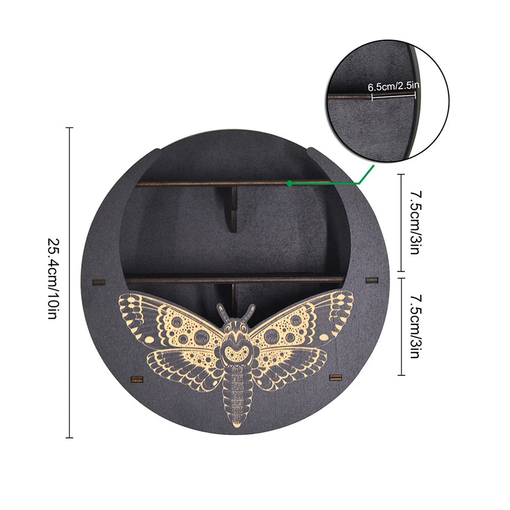 Shelf for Crystal Display Multi Layered Wooden Stand Moon Butterfly