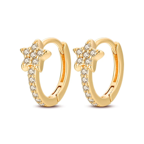 Classic Earrings 925 Silver Stars Moons Pearls Bees Golden Hoop