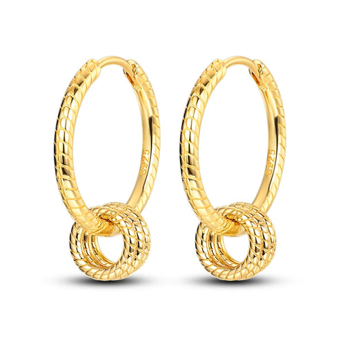 Classic Earrings 925 Silver Stars Moons Pearls Bees Golden Hoop