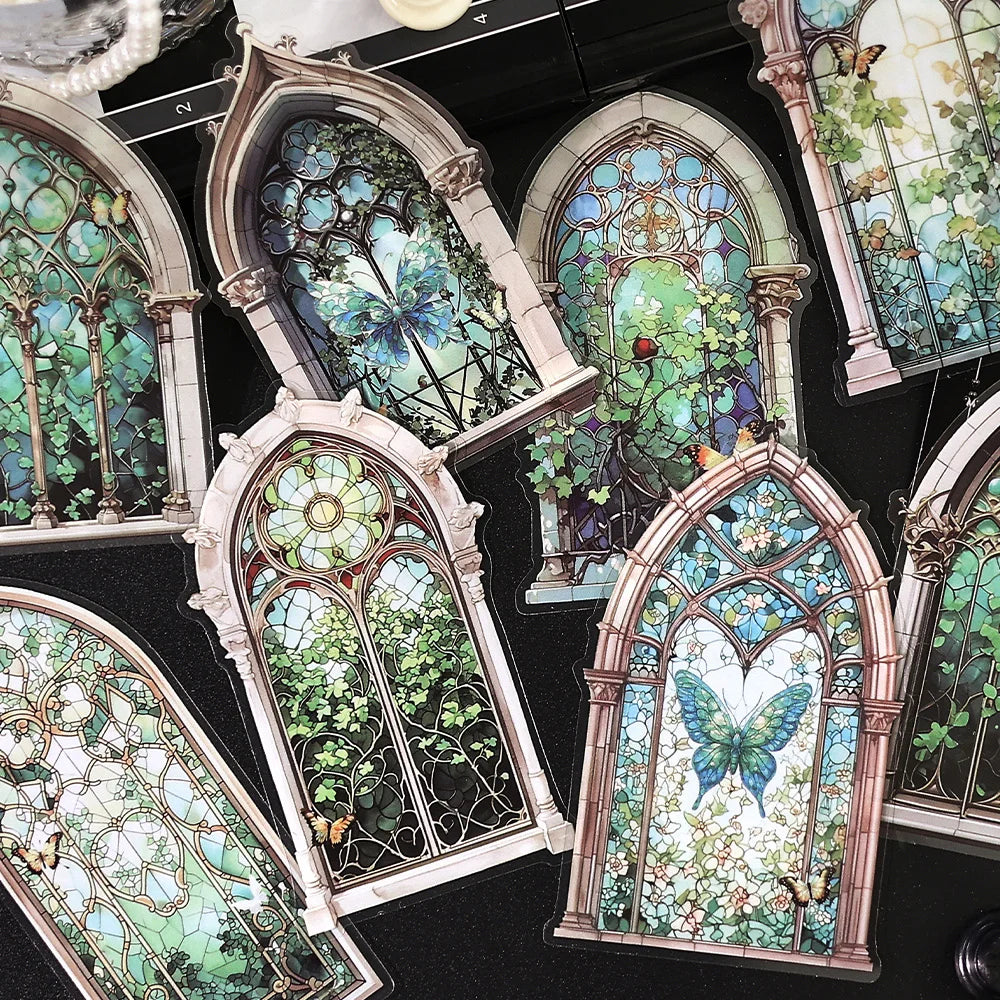 10 Pieces Flower Window Sticker Pet Materials for Collage Junk Journal DIY Craft Supplies