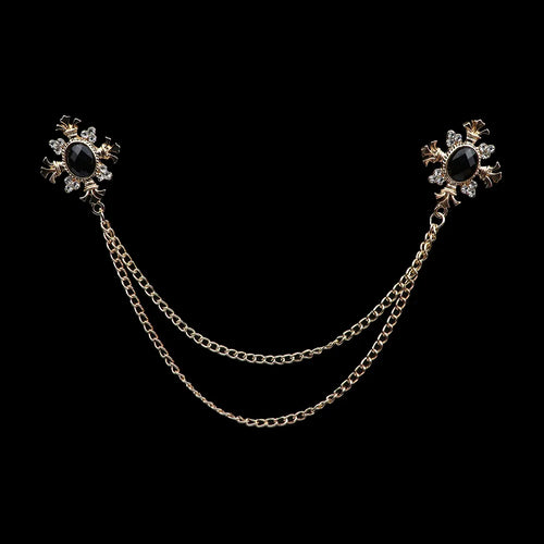 Fashion Gentleman Tassel Brooch For Men Suit Shirt Collar Crystal