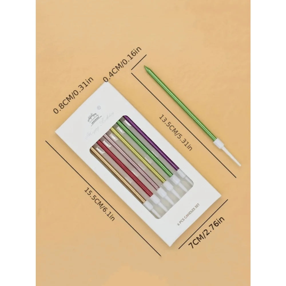 6 Pieces Metallic Candle Long Green Candle Birthday Candles with