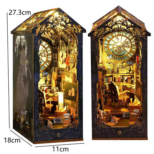 DIY Book Nook Kit Mini 3D Wooden Bookshelf Set Doll House Bookshelf