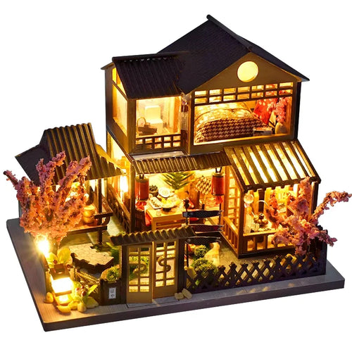 CUTEBEE Book Nook Kit DIY Doll House with LED Light Bookshelf Insert
