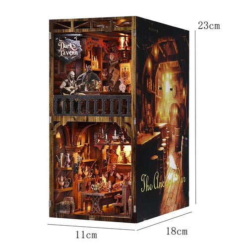 DIY Book Nook Kit Miniature Dollhouse With Light Wooden Bookshelf