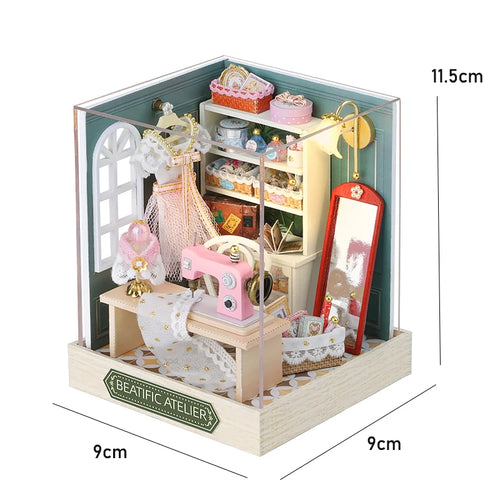 DIY Book Nook Kit Figurines Miniature Booknook Wooden Doll House 3D