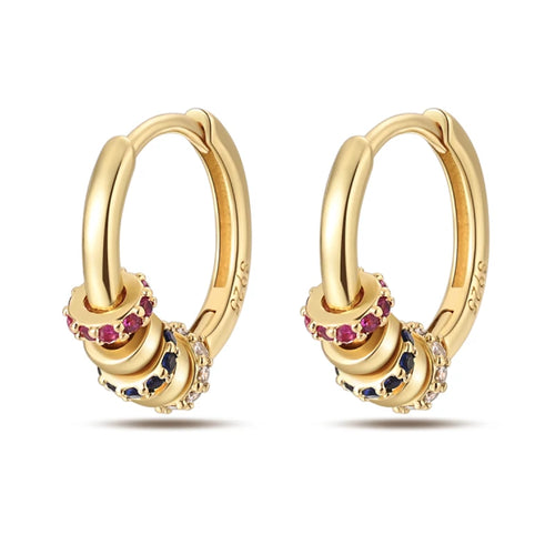 Classic Earrings 925 Silver Stars Moons Pearls Bees Golden Hoop