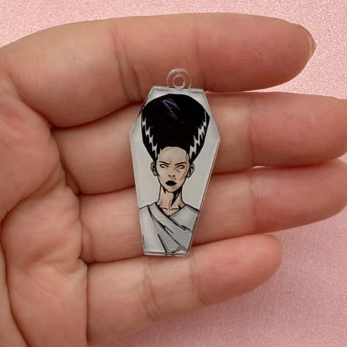 12-Piece Halloween Coffin Acrylic Pendants - DIY Earring & Jewelry Making Charms