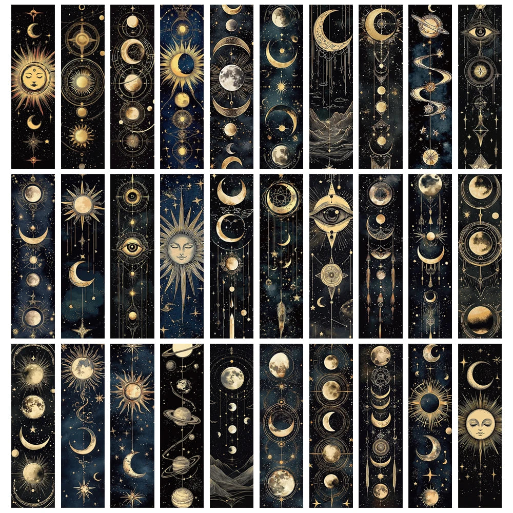 30PCS Mysterious Celestial Body Bookmarks Vintage DIY Page Reading