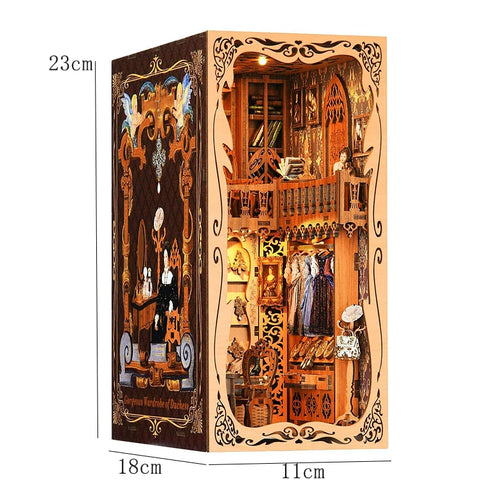 DIY Book Nook Kit Miniature Dollhouse With Light Wooden Bookshelf