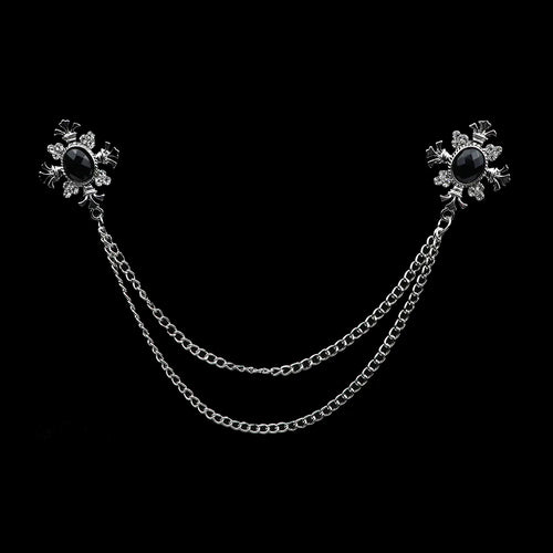 Fashion Gentleman Tassel Brooch For Men Suit Shirt Collar Crystal