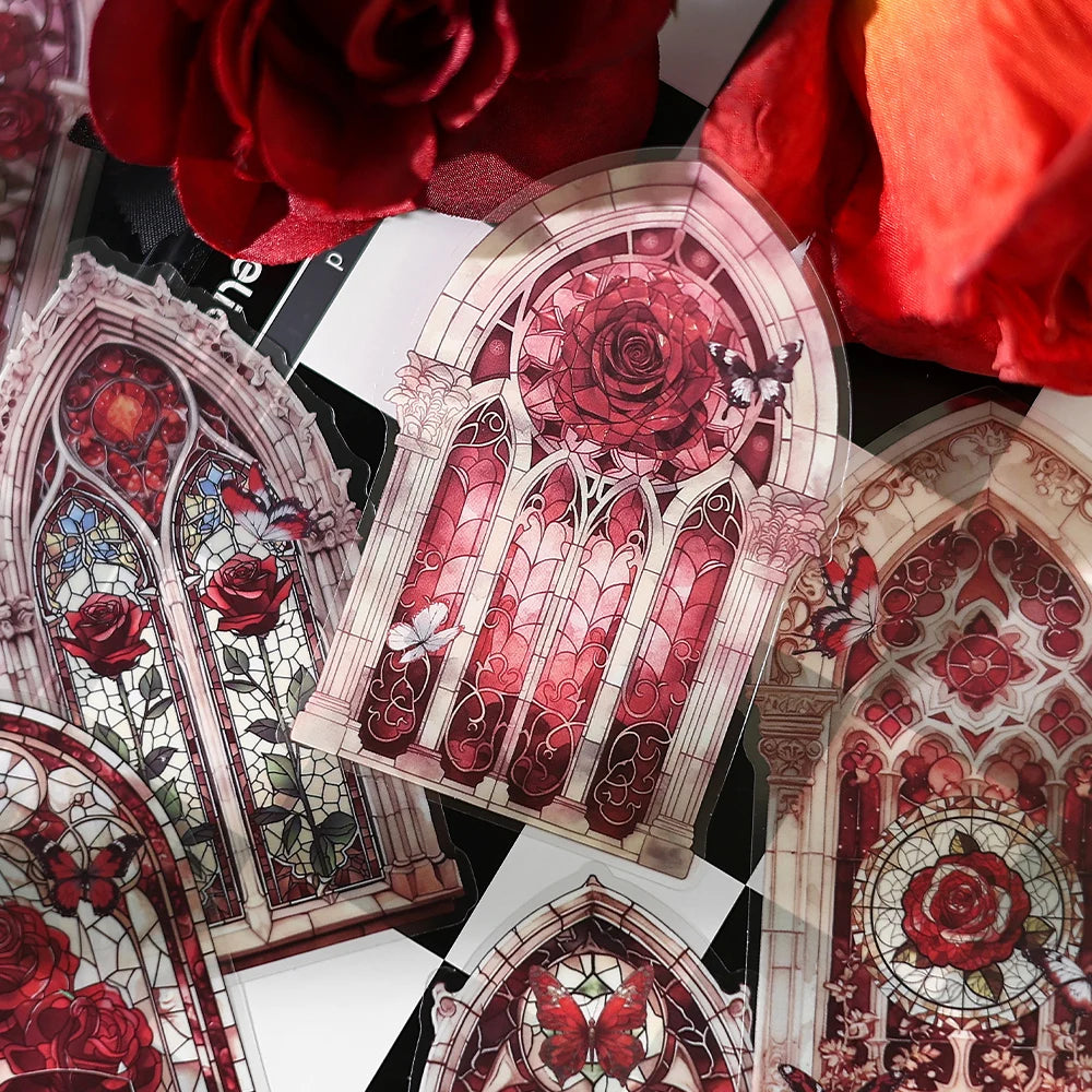 10 Pieces Flower Window Sticker Pet Materials for Collage Junk Journal DIY Craft Supplies