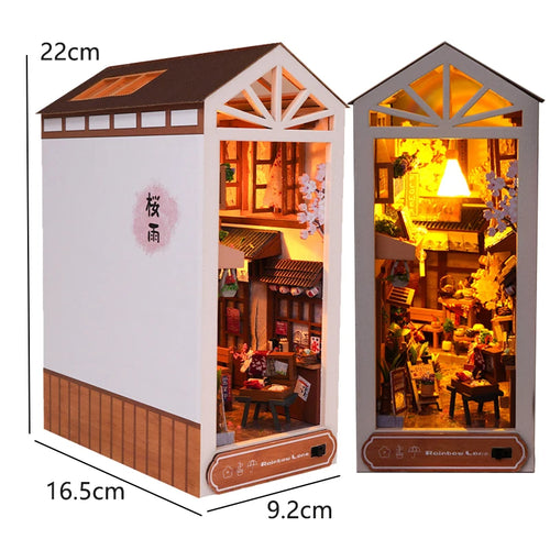 DIY Book Nook Kit Mini 3D Wooden Bookshelf Set Doll House Bookshelf