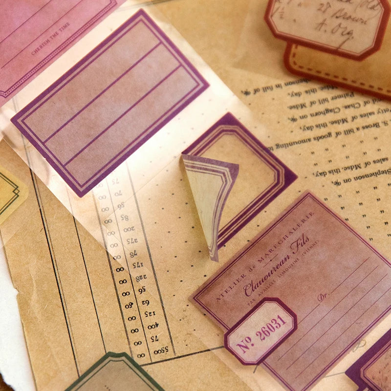 Yoofun 5x200cm Retro Mark Daily PET Tape Labels Vintage Stickers for