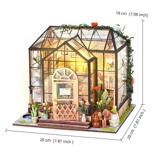 Wooden Flower Garden Doll House DIY Garden House Book Nook Shelf