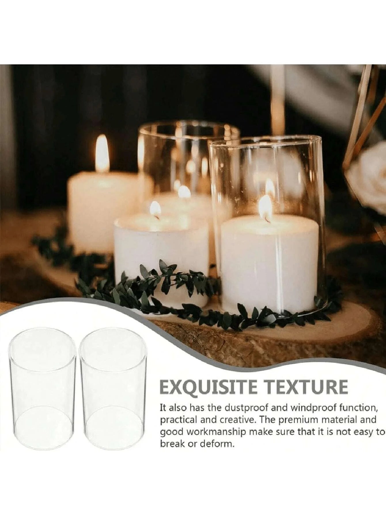 Clear Cylinder Glass Candle Holder Gothic Borosilicate