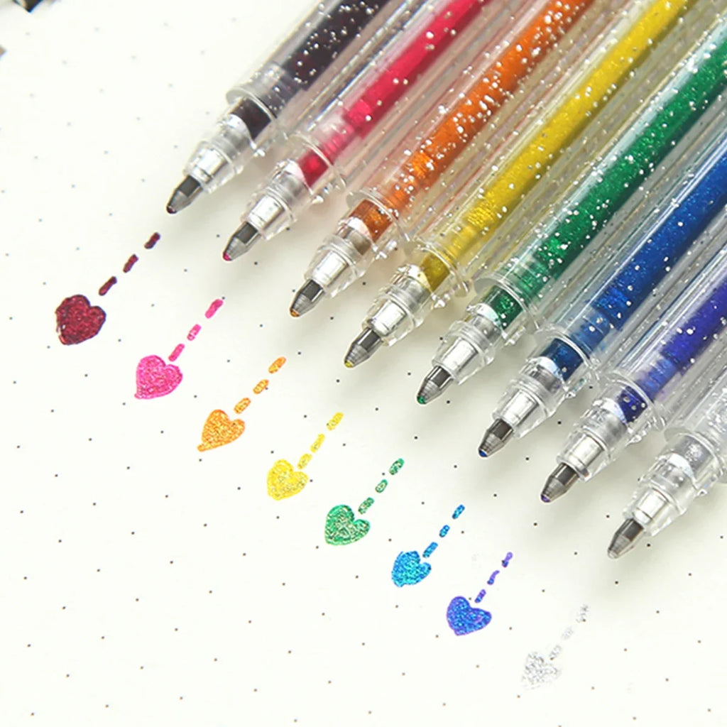 12pcs Glitter Gel Pen Set with 12 color ink refill suitable for