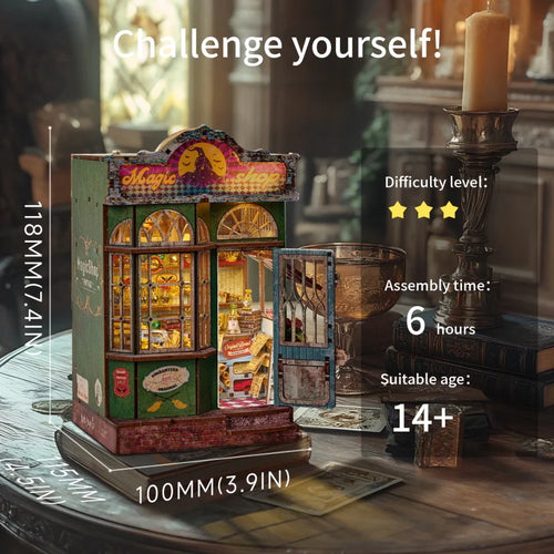 DIY Book Nook Kit Miniature Booknook 3D Wooden Puzzle Bookshelf Insert