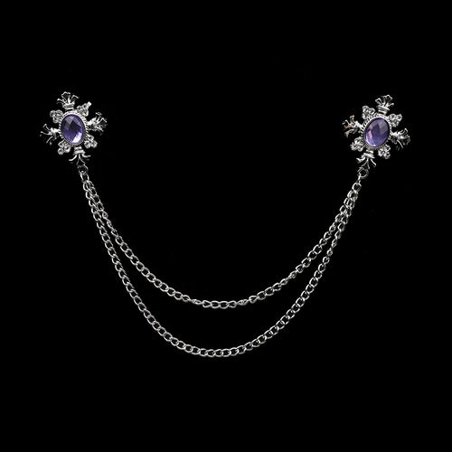 Fashion Gentleman Tassel Brooch For Men Suit Shirt Collar Crystal