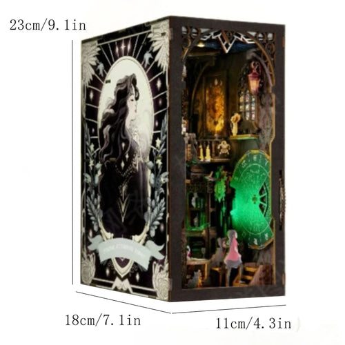 DIY Book Nook Kit Miniature Dollhouse With Light Wooden Bookshelf