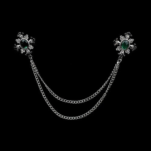 Fashion Gentleman Tassel Brooch For Men Suit Shirt Collar Crystal