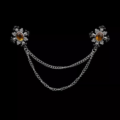 Fashion Gentleman Tassel Brooch For Men Suit Shirt Collar Crystal