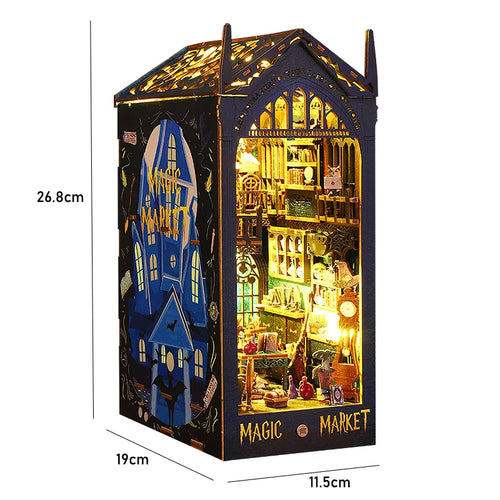 DIY Book Nook Kit Miniature Doll House With LED Light 3D Puzzle Model