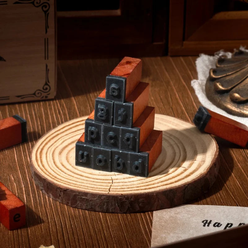 Journal GO 70pcs/set Wooden Rubber Alphabet Letter Number Stamp Set